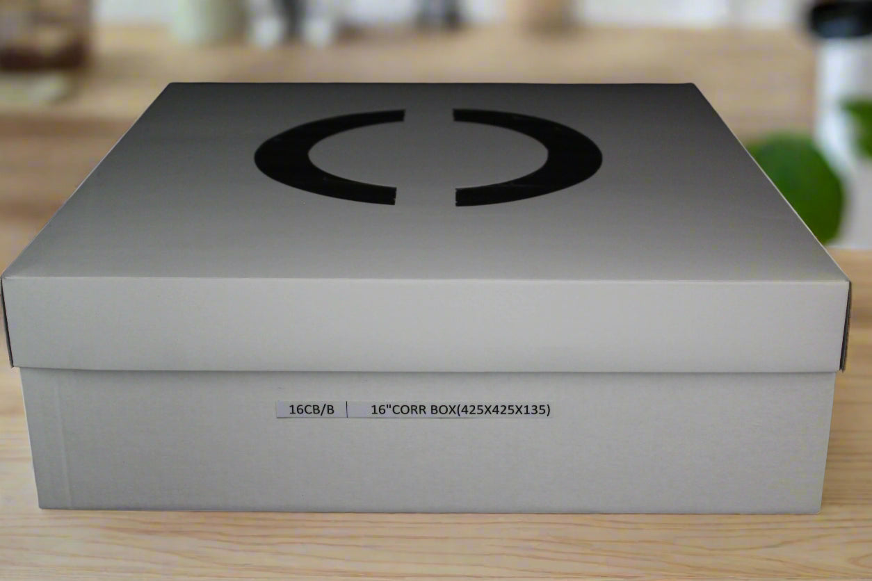 Large 16" White Corrugated Cake Box & Lid Set (425x425x135mm)