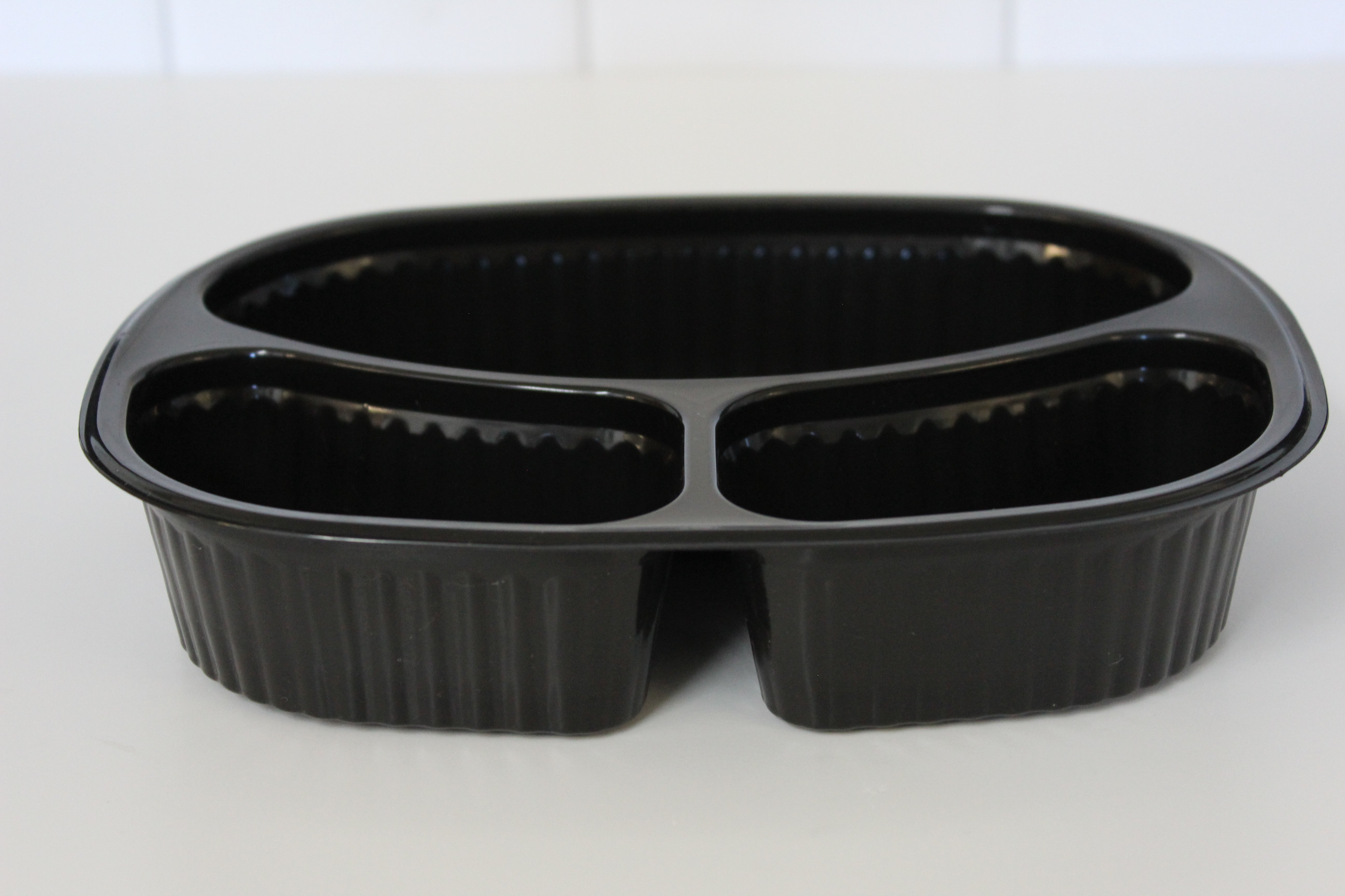 ZIBO-OVAL BLACK MEAL TRAY 3DIV-T731(10)