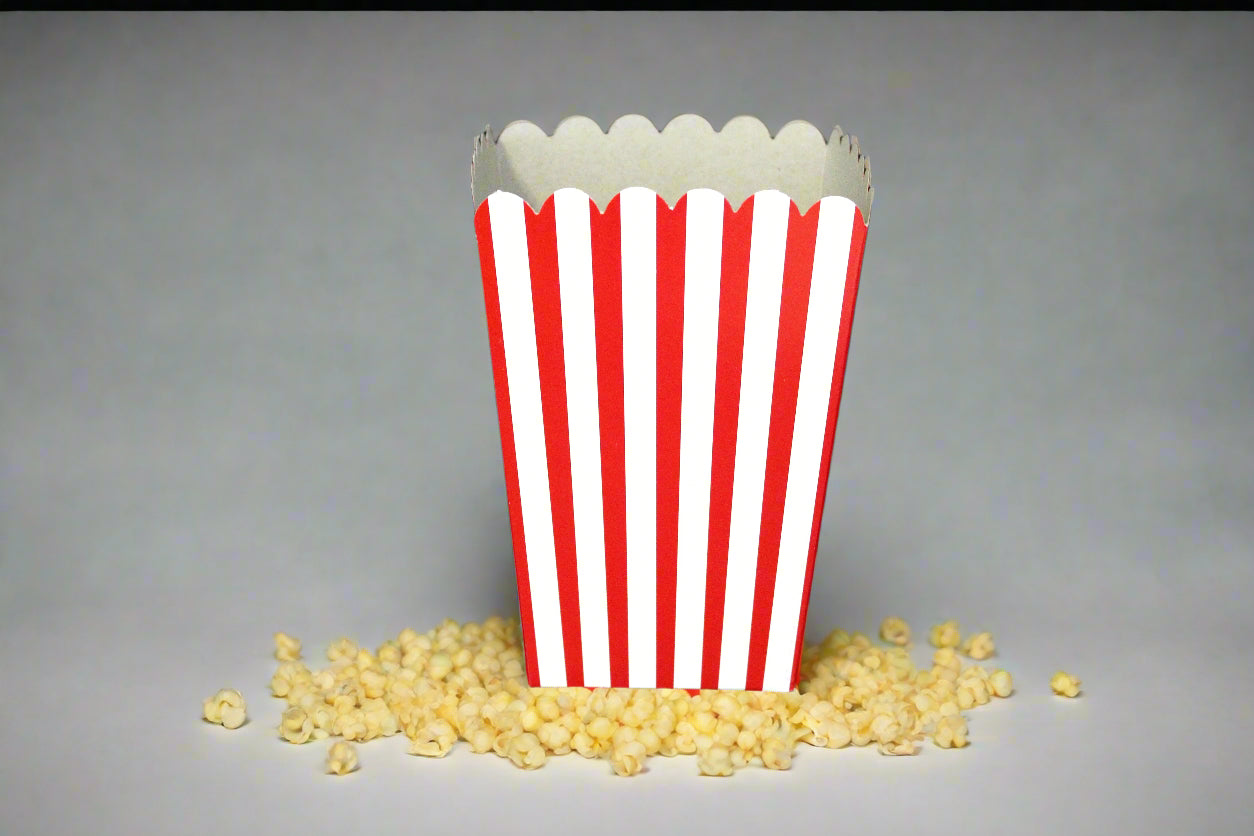 Rectangle Popcorn Box BOXES - POPCORN STRIPE RED SMALL(EACH)