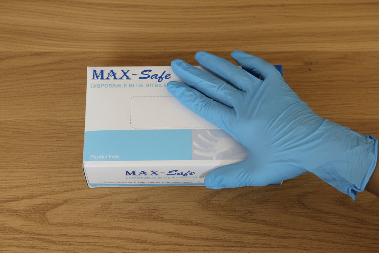 GLOVES - NITRILE P/FREE MED. BLUE (100)
