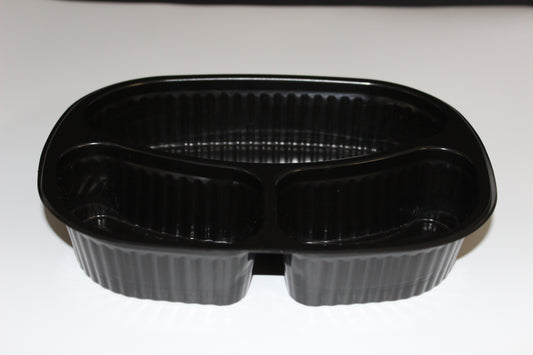 ZIBO-OVAL BLACK MEAL TRAY 3DIV-T731(250)