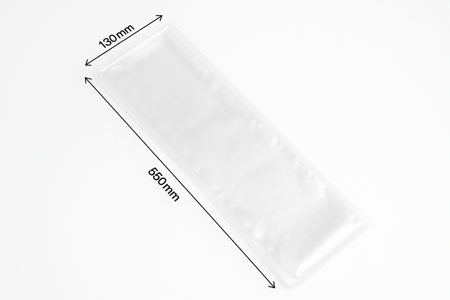 Clear vacuum bag 130mm x 550mm, professional photo, large fillet