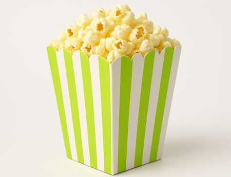Popcorn box with lime green stripes